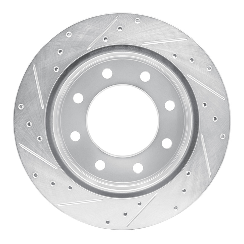 Chevrolet Suburban 2500 Brake Rotor (1) - Rear Right - R1 Concepts - Drilled & Slotted - Silver - `03-`05